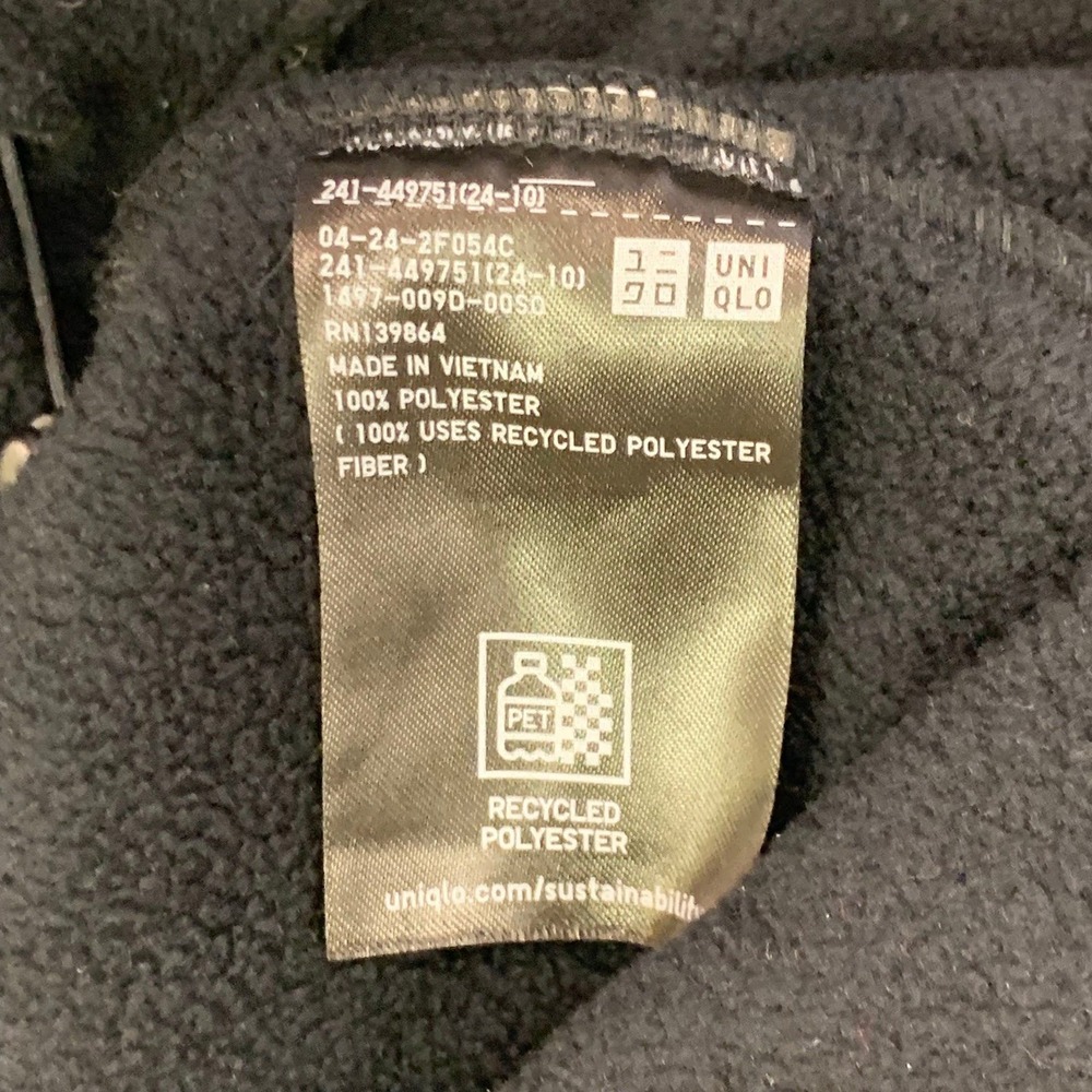 Uniqlo Mens Large Black Fleece Quarter Zip Pullover Sweater 241-449751 Recycled - Picture 7 of 10